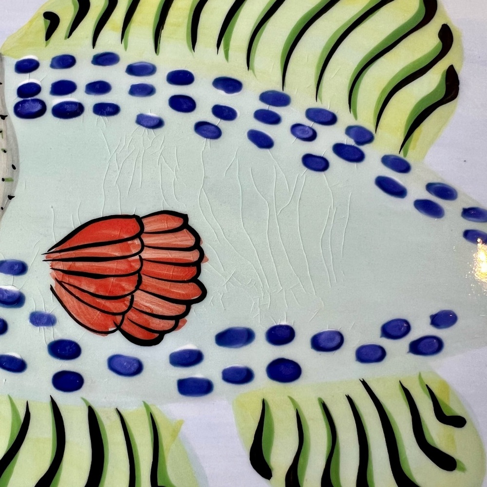 Zrike Pesces Ceramic Oval Serving Platter, 18" x 11.75", Fish Lemons Olives - Picture 11 of 11